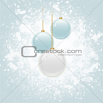 Grunge Christmas background with blue and white baubles