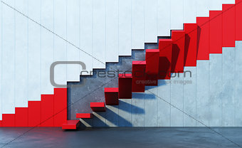 red stairs leading upward