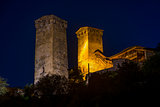 Mestia towers at night