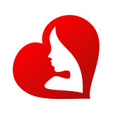 woman face silhouette inside of a heart shape