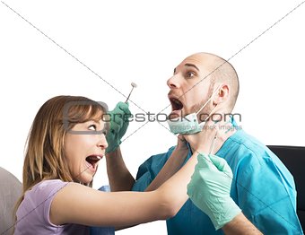 Angry patient by dentist