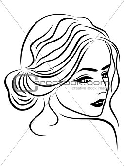 Abstract female head outline