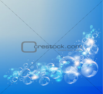 Abstract blue background. Air bubbles. .