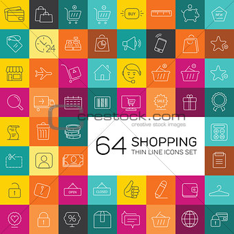E-commerce and shopping icons. Thin line design.