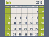 Blue green colored 2016 january calendar