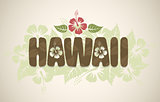 Vector Hawaii word with hibiscus flowers 