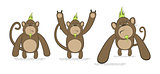 Vector set of monkeys in punk style 