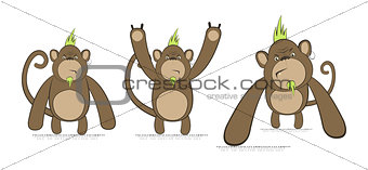 Vector set of monkeys in punk style 