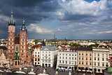 Krakow main square high view