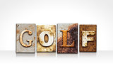 Golf Letterpress Concept Isolated on White