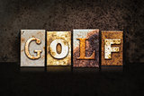 Golf Letterpress Concept on Dark Background