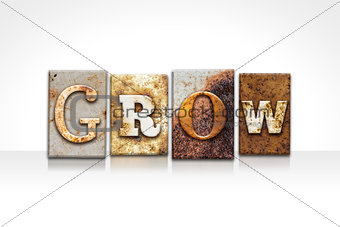 Grow Letterpress Concept Isolated on White