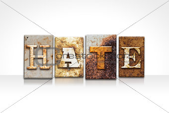 Hate Letterpress Concept Isolated on White