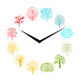 Seasons concept, trees on watches, sketch for your design