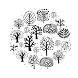 Trees collection, sketch for your design
