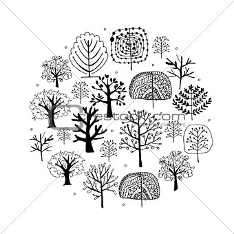 Trees collection, sketch for your design