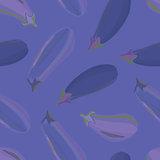 seamless background with scattered ripe eggplant