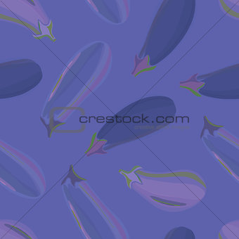 seamless background with scattered ripe eggplant