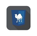 Vector illustration of purpur shield with camel programming language, isolated site development icon on white