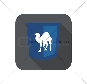Vector illustration of purpur shield with camel programming language, isolated site development icon on white