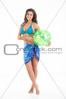 Young Woman Playing With A Ball