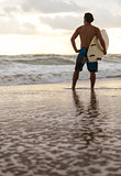 Surfer & Surfboard Sunset Sunrise Beach