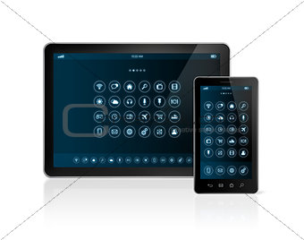 digital tablet pc and smartphone with apps icons interface