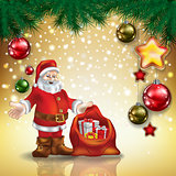 Abstract greeting with Santa Claus and decorations