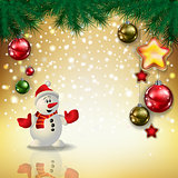 Abstract greeting with snowman and decorations
