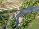 river diversion dam - aerial view