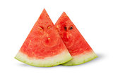 Two pieces of watermelon near