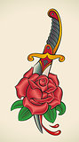 Old-school tattoo - Dagger through Rose