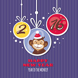 New year greeting card with monkey