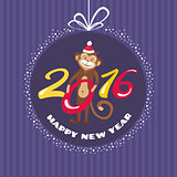 New year greeting card with monkey