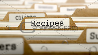 Recipes Concept with Word on Folder.
