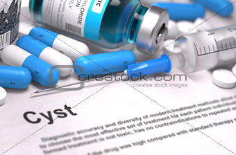 Diagnosis - Cyst. Medical Concept. 3D Render.