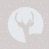 Deer stag icon with snowflakes