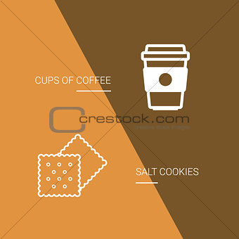 Coffee and cookie icon on brown background