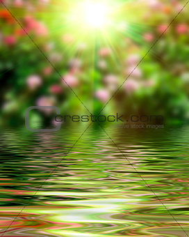 Surface Rippled of water and blur nature background