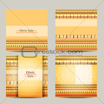 Set of cards with ethnic african design. Geometric backgrounds.