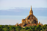 Scenic view of ancient Sulamani temple at sunset, Bagan