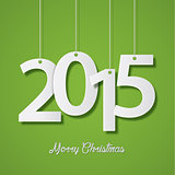 Happy new year 2015 creative greeting card design on green background
