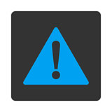 Warning flat blue and gray colors rounded button