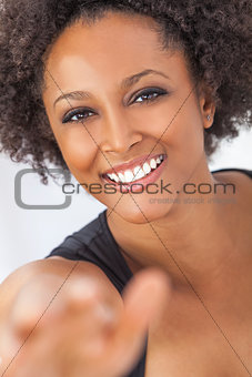 Happy Mixed Race African American Girl Taking Selfie