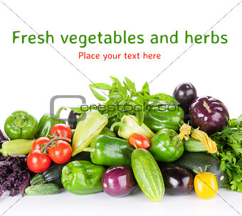 Fresh farmers garden vegetables and herbs