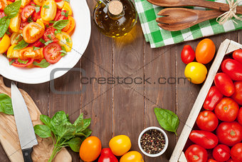 Fresh colorful tomatoes and basil salad