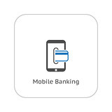 Mobile Banking Icon. Business Concept. Flat Design.