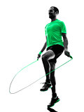 man jumping rope exercises fitness silhouette