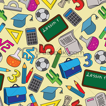Seamless Pattern with school doodles