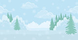 Christmas landscape, winter forest, seamless